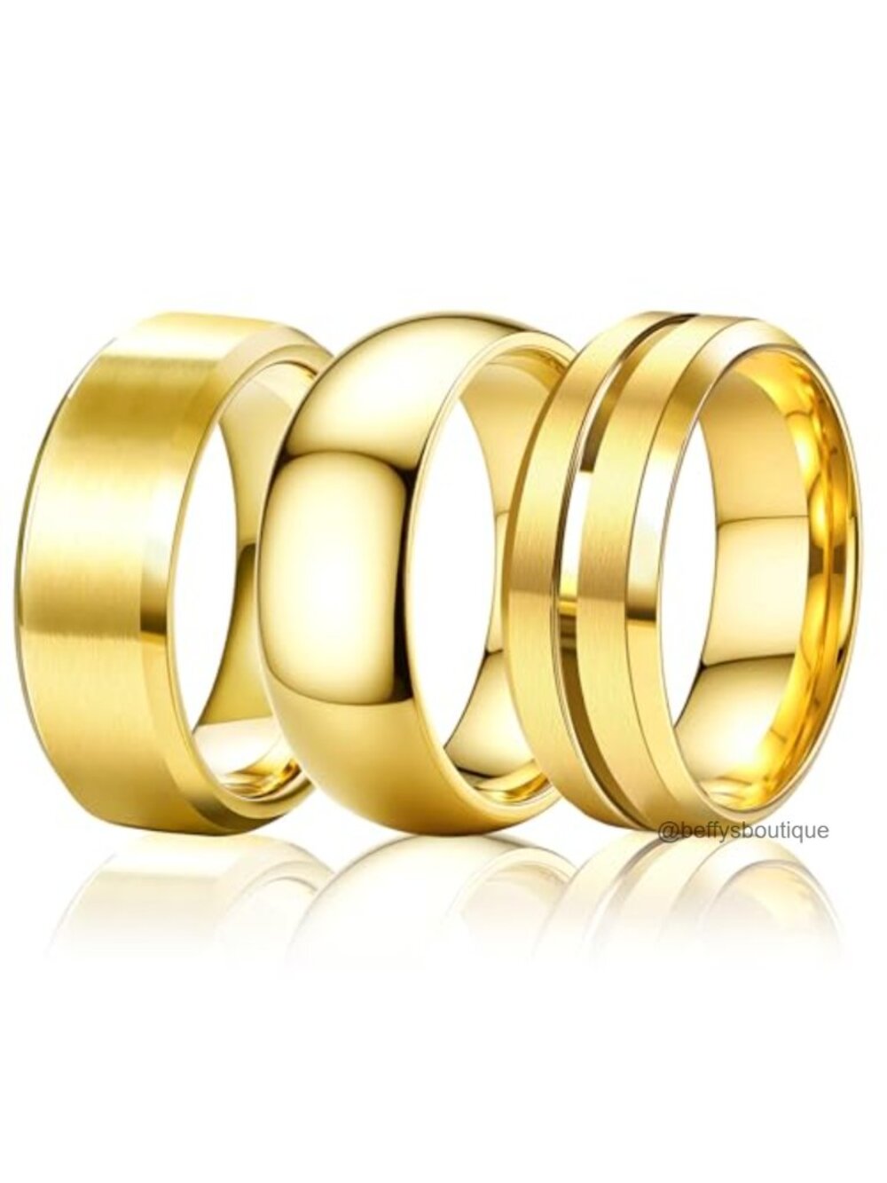 Mens Stainless Steel Wedding Band Set 8MM Comfort Fit 3pc Rings